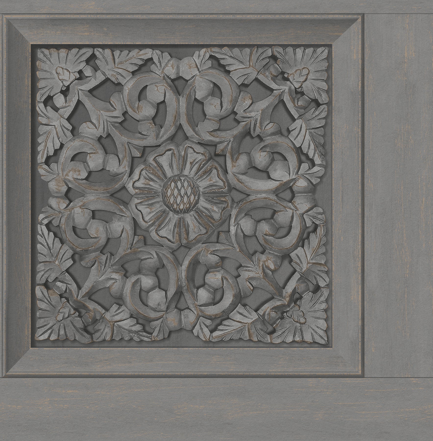 Fine Decor Albie Dark Grey Carved Panel Wallpaper, 20.5-in by 33-ft