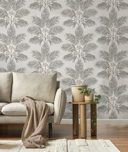 Fine Decor Bali Light Grey Palm Wallpaper, 20.5-in by 33-ft