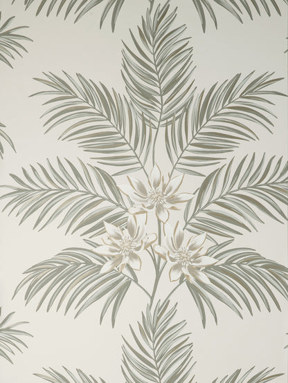 Fine Decor Bali Light Grey Palm Wallpaper, 20.5-in by 33-ft