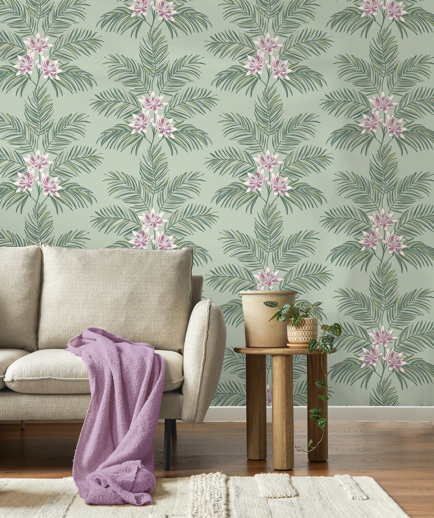 Fine Decor Bali Sage Palm Wallpaper, 20.5-in by 33-ft