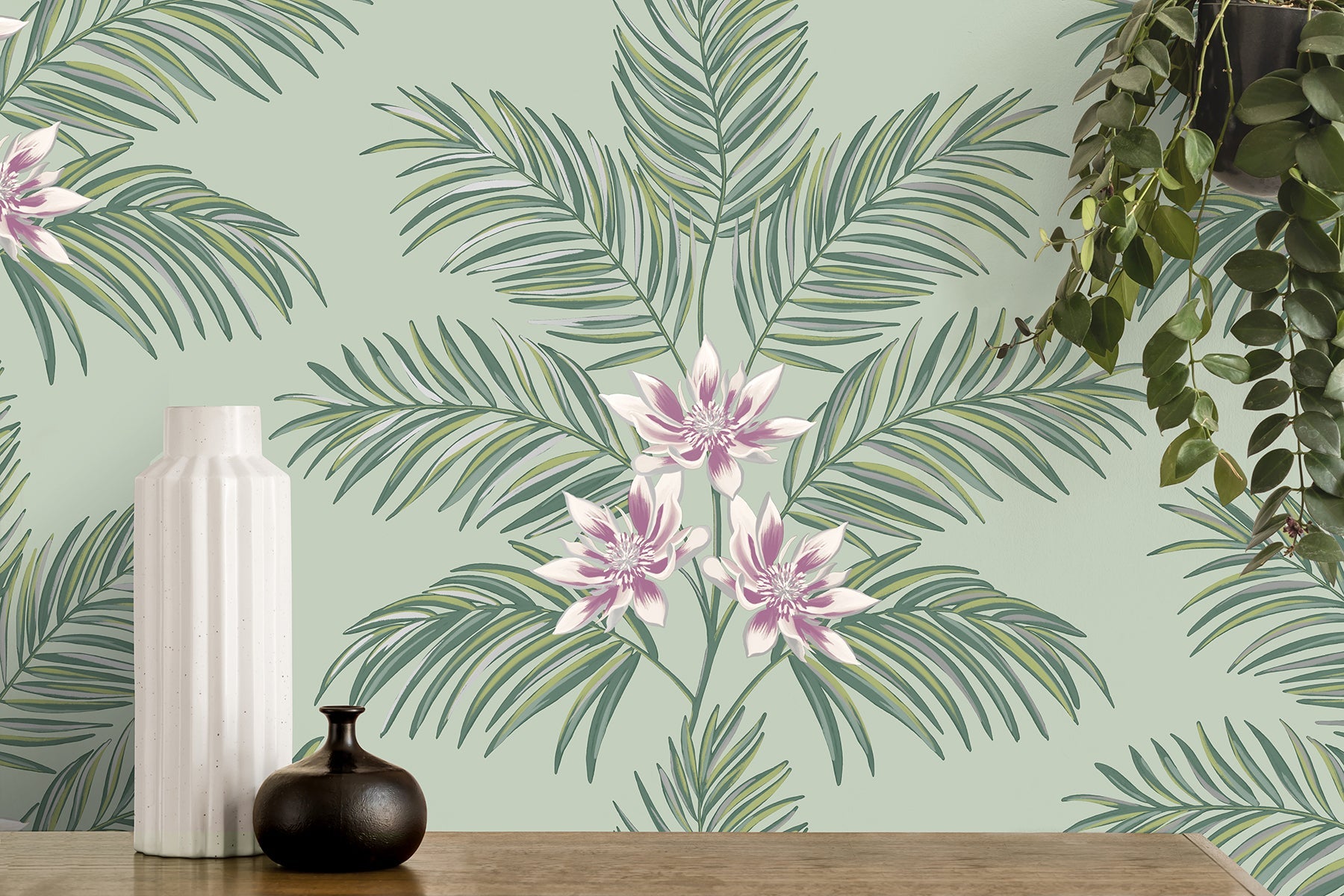 Fine Decor Bali Sage Palm Wallpaper, 20.5-in by 33-ft