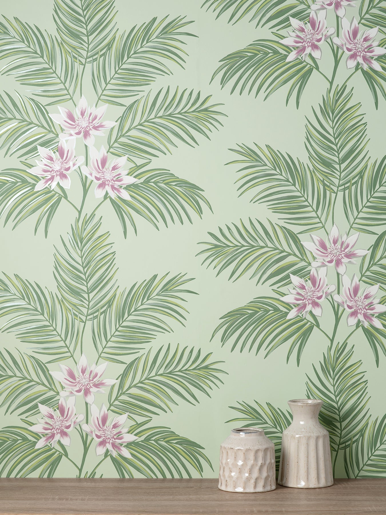 Fine Decor Bali Sage Palm Wallpaper, 20.5-in by 33-ft