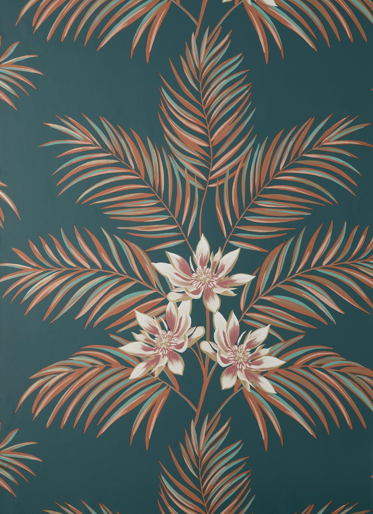 Fine Decor Bali Teal Palm Wallpaper, 20.5-in by 33-ft