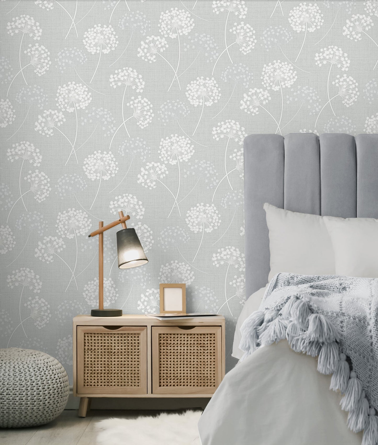 Fine Decor Grace Grey Floral Wallpaper, 20.5-in by 33-ft