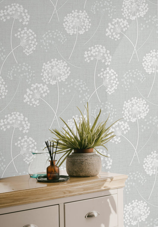 Fine Decor Grace Grey Floral Wallpaper, 20.5-in by 33-ft