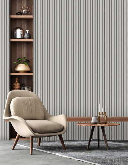 Fine Decor Reggie Stone Vertical Slats Wallpaper, 20.5-in by 33-ft