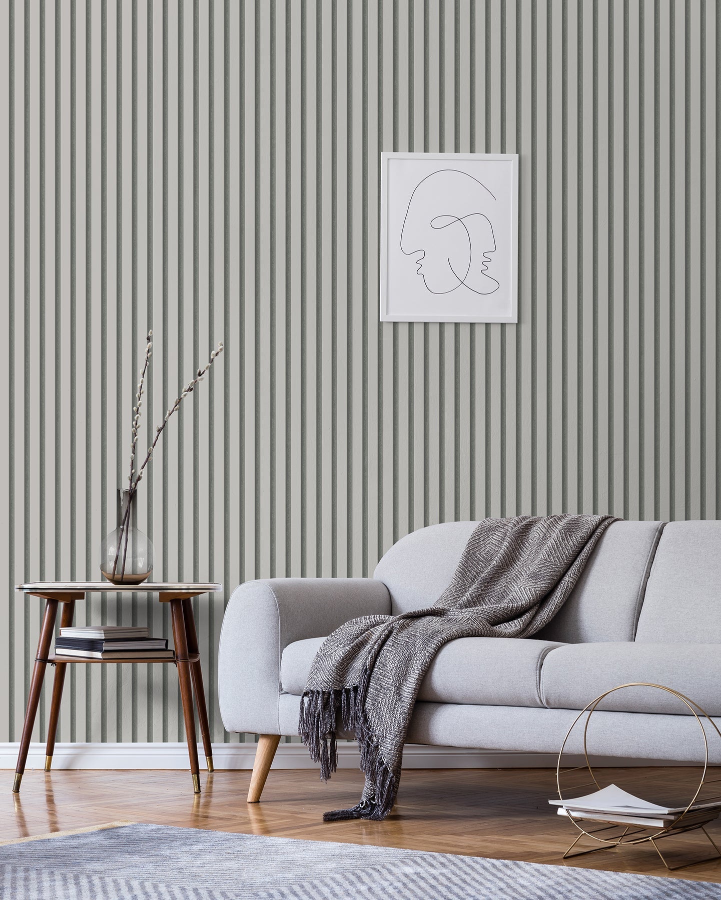 Fine Decor Reggie Stone Vertical Slats Wallpaper, 20.5-in by 33-ft