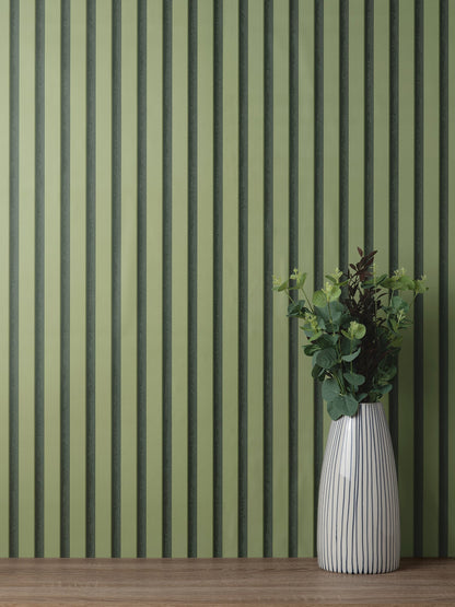 Fine Decor Reggie Olive Vertical Slats Wallpaper, 20.5-in by 33-ft