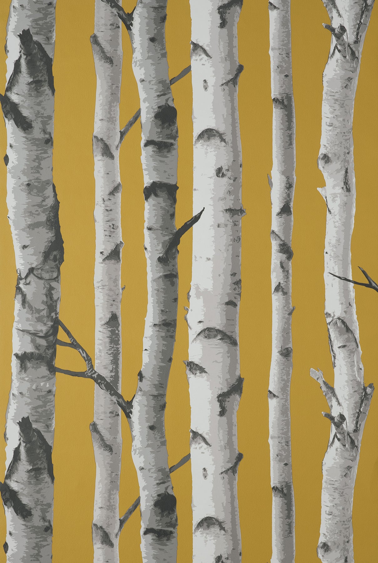 Fine Decor Chester Mustard Birch Trees Wallpaper, 20.5-in by 33-ft