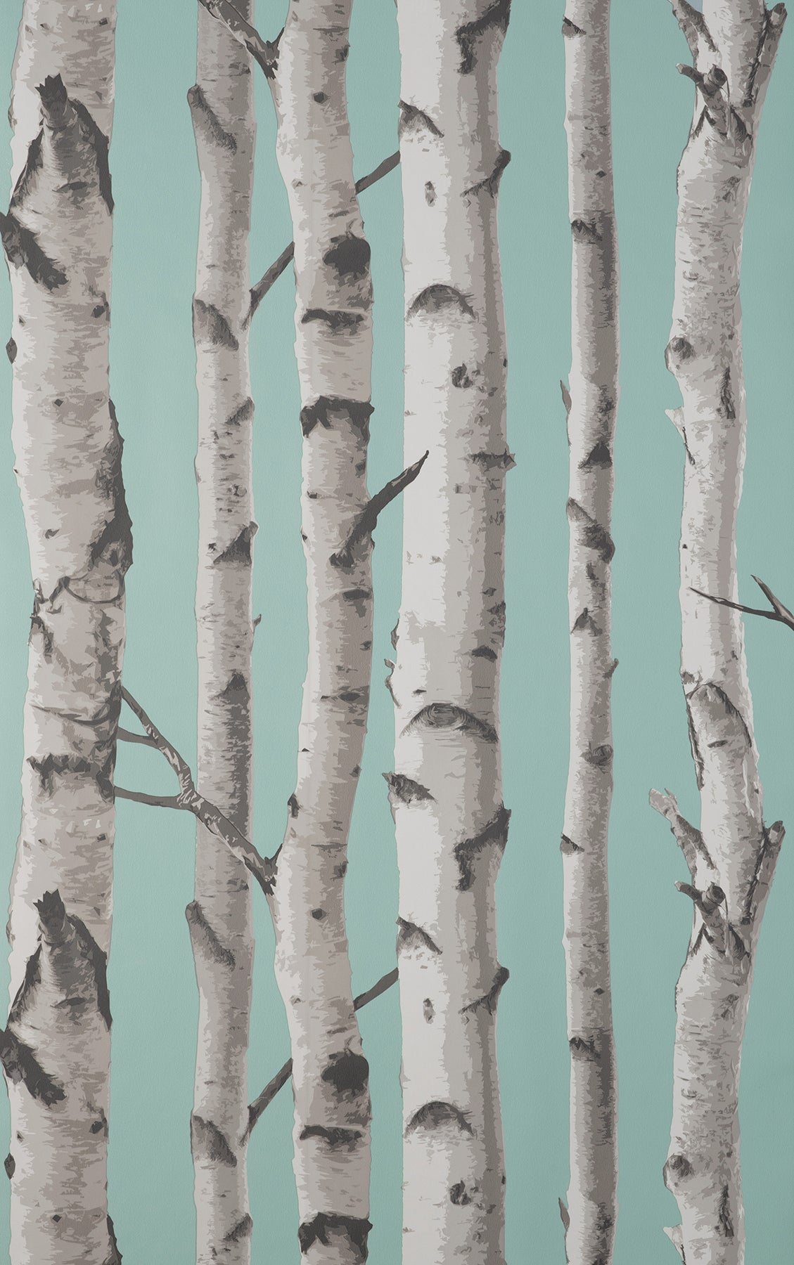 Fine Decor Chester Aqua Birch Trees Wallpaper, 20.5-in by 33-ft