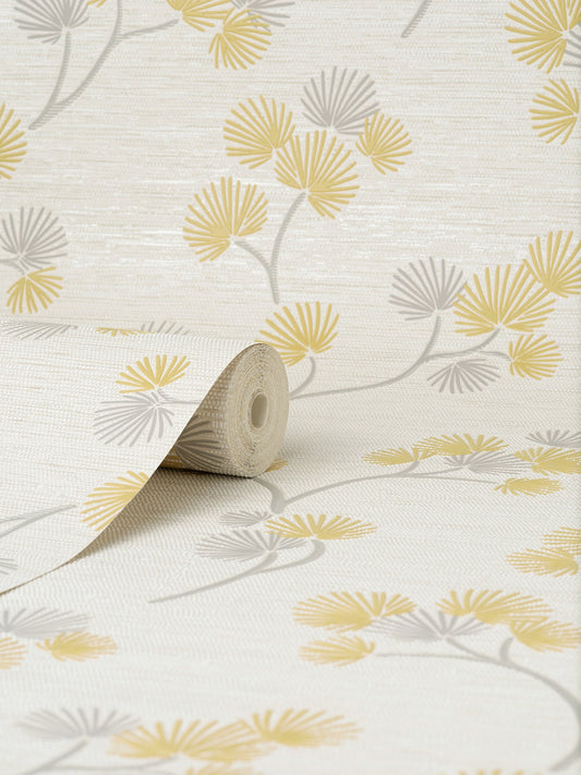 Fine Decor Kira Mustard Trail Wallpaper, 20.5-in by 33-ft