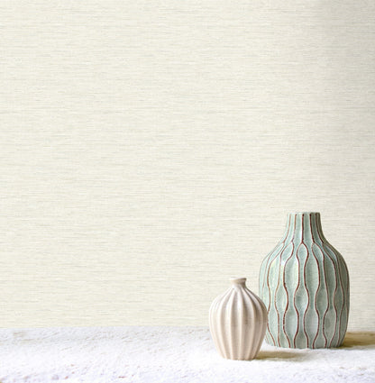 Fine Decor Miya Cream Faux Grasscloth Wallpaper, 20.5-in by 33-ft