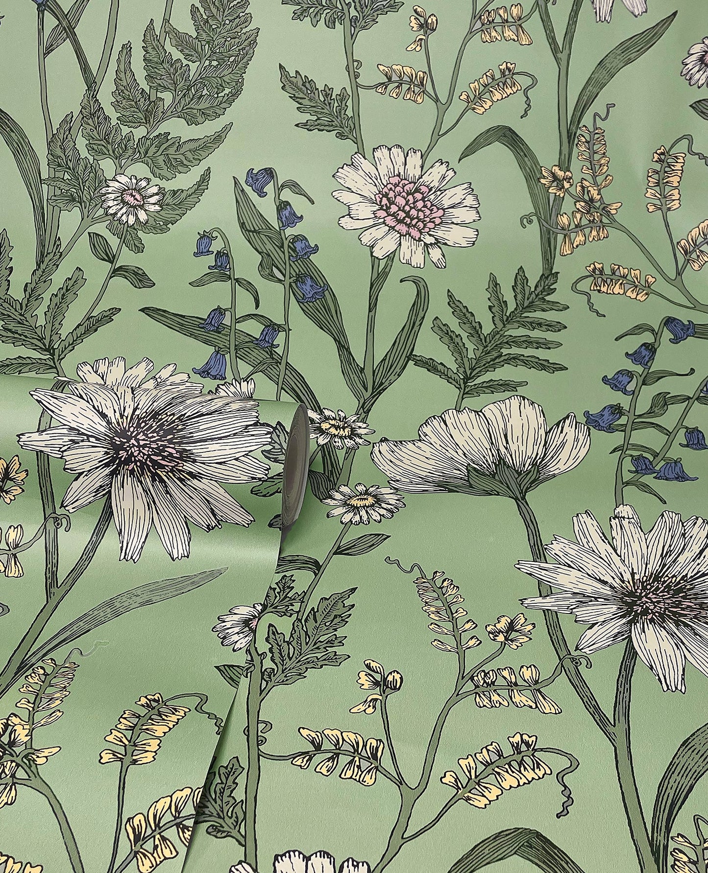 Fine Decor Arden Sage Wild Meadow Wallpaper, 20.5-in by 33-ft