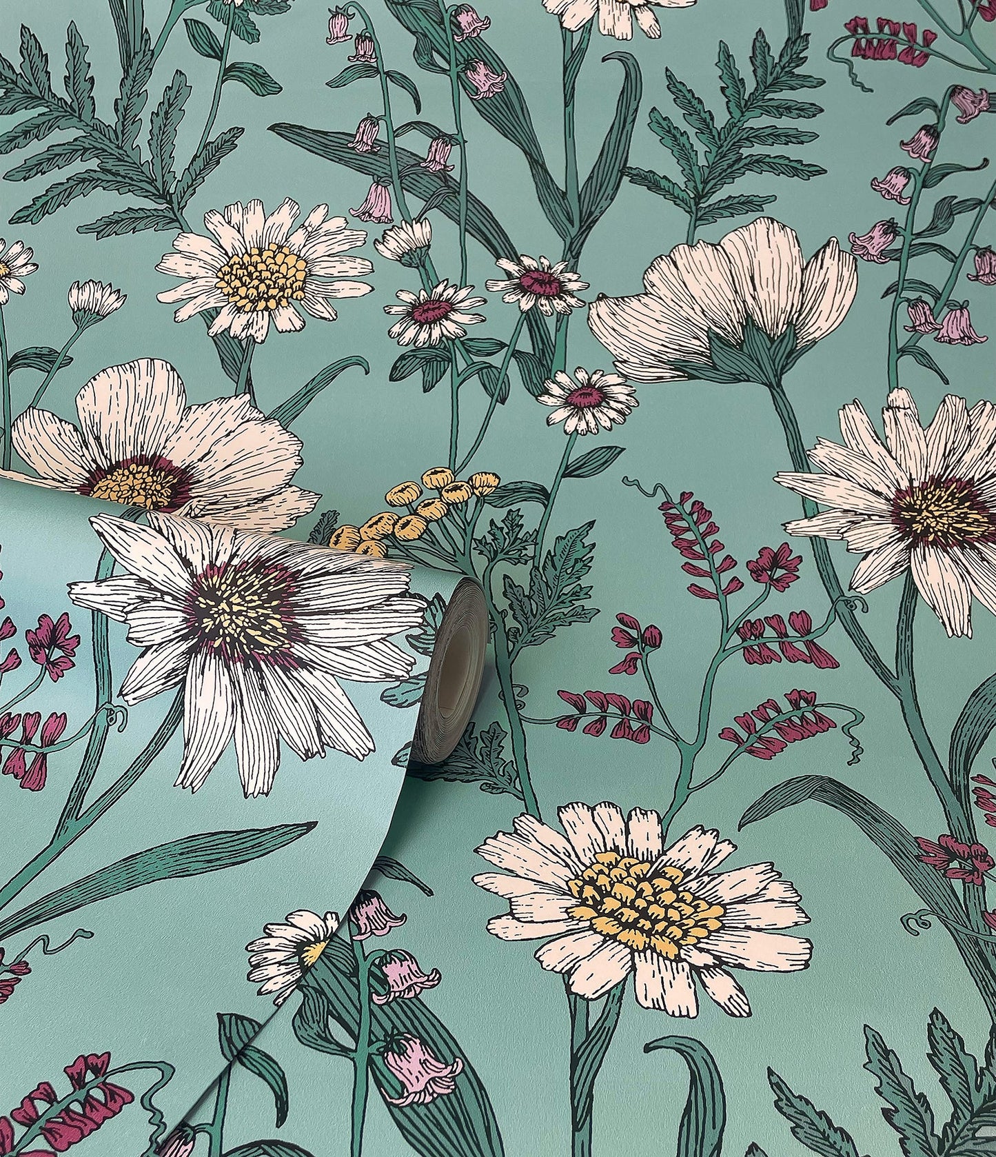 Fine Decor Arden Blue Wild Meadow Wallpaper, 20.5-in by 33-ft