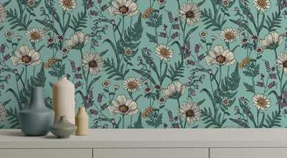 Fine Decor Arden Blue Wild Meadow Wallpaper, 20.5-in by 33-ft