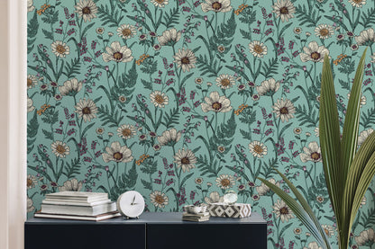 Fine Decor Arden Blue Wild Meadow Wallpaper, 20.5-in by 33-ft