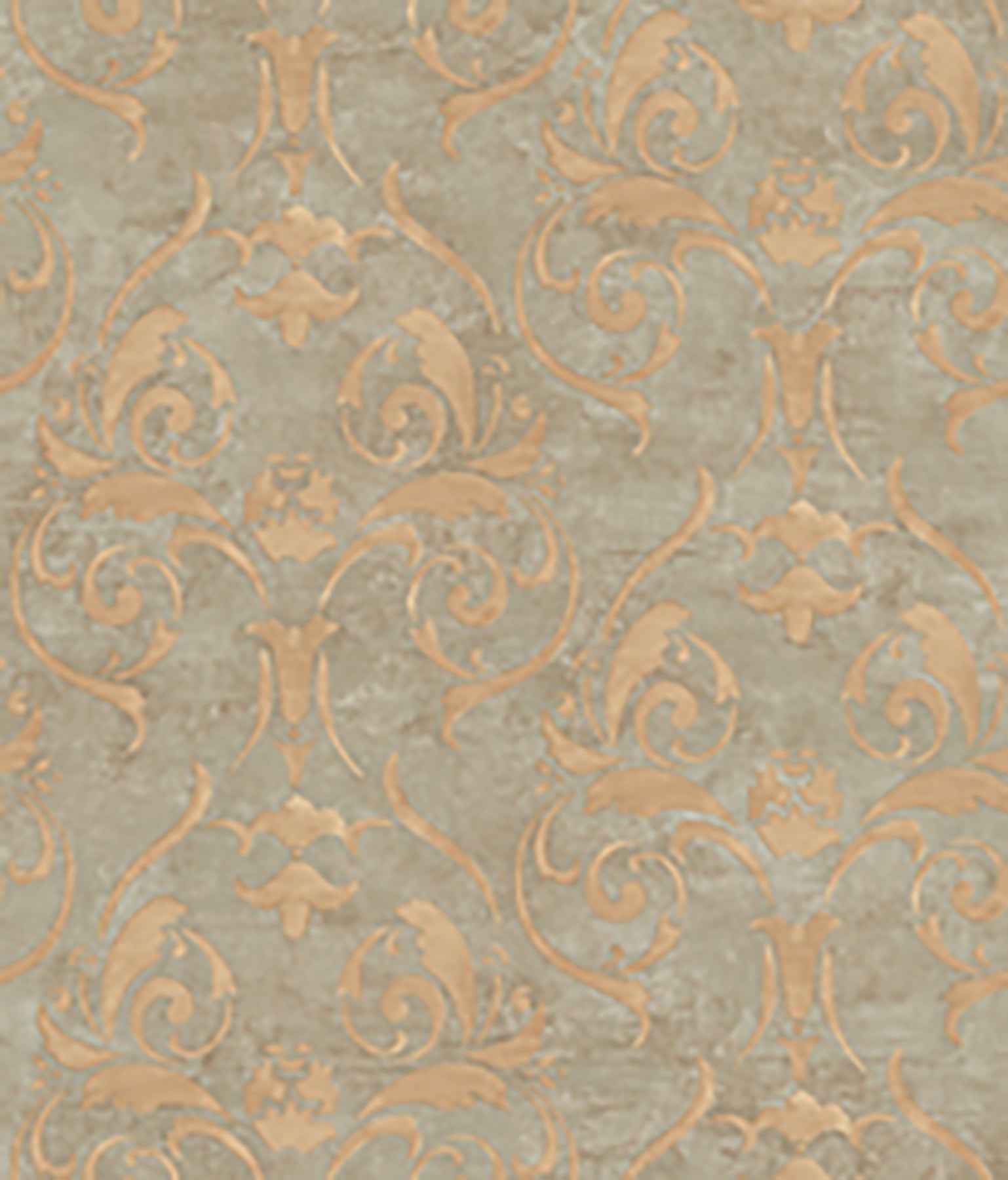 Lucky Day Distressed Light Brown Damask Wallpaper, 20.5-in by 33-ft