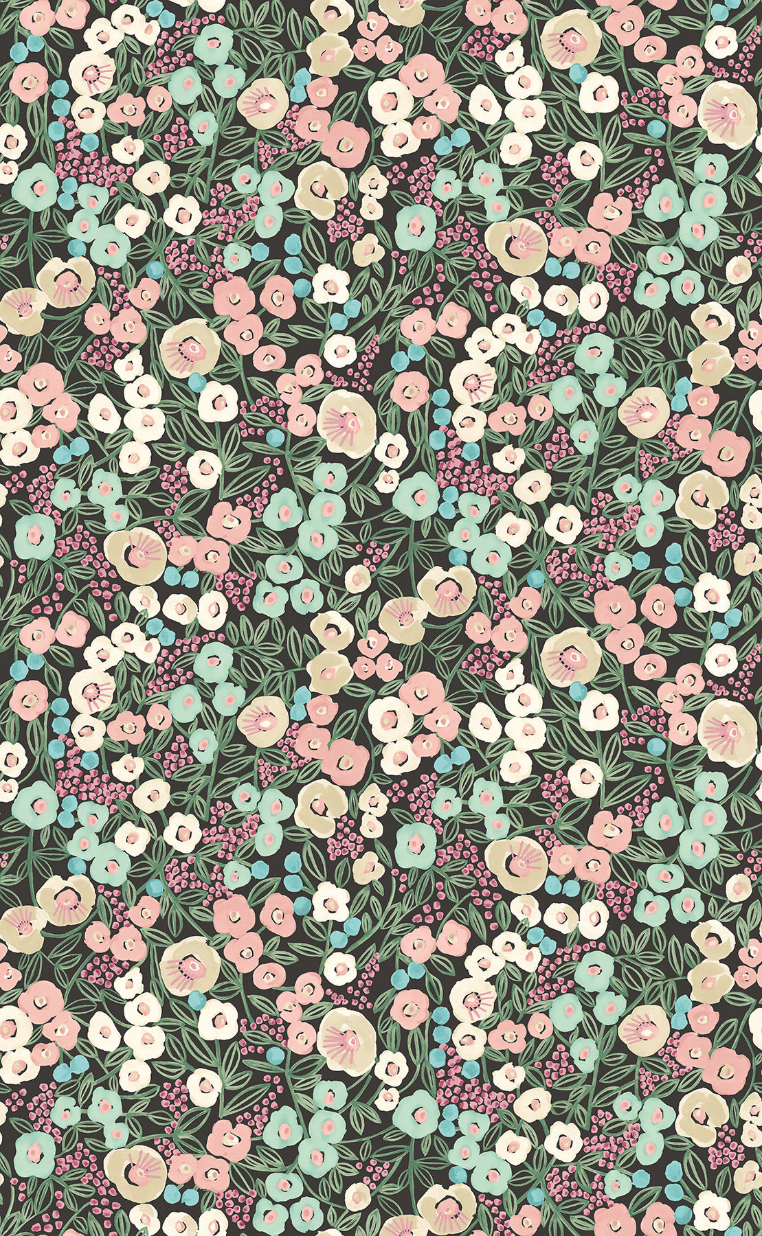 ohpopsi Flora Ditsy Pink Garden Wallpaper, 19.7-in by 33-ft