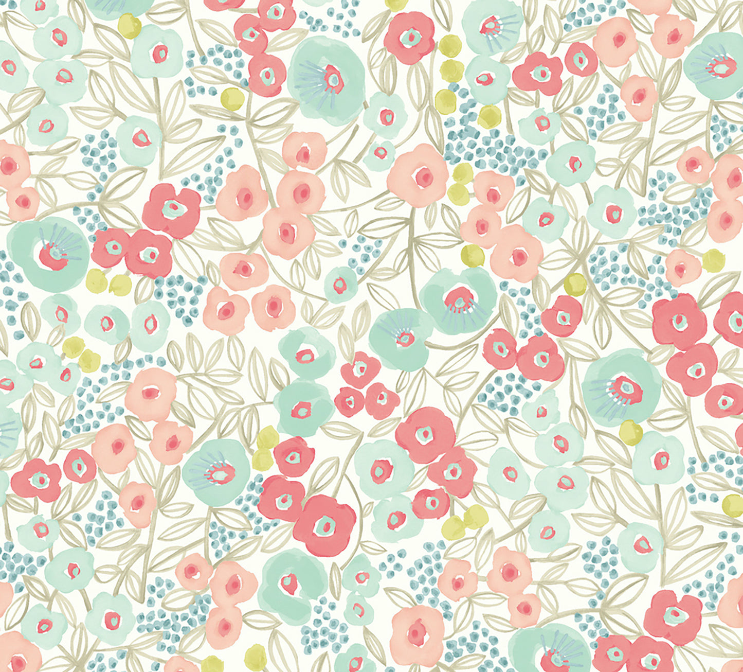 ohpopsi Flora Coral Garden Wallpaper, 19.7-in by 33-ft