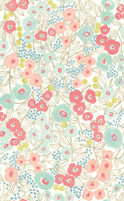 ohpopsi Flora Coral Garden Wallpaper, 19.7-in by 33-ft