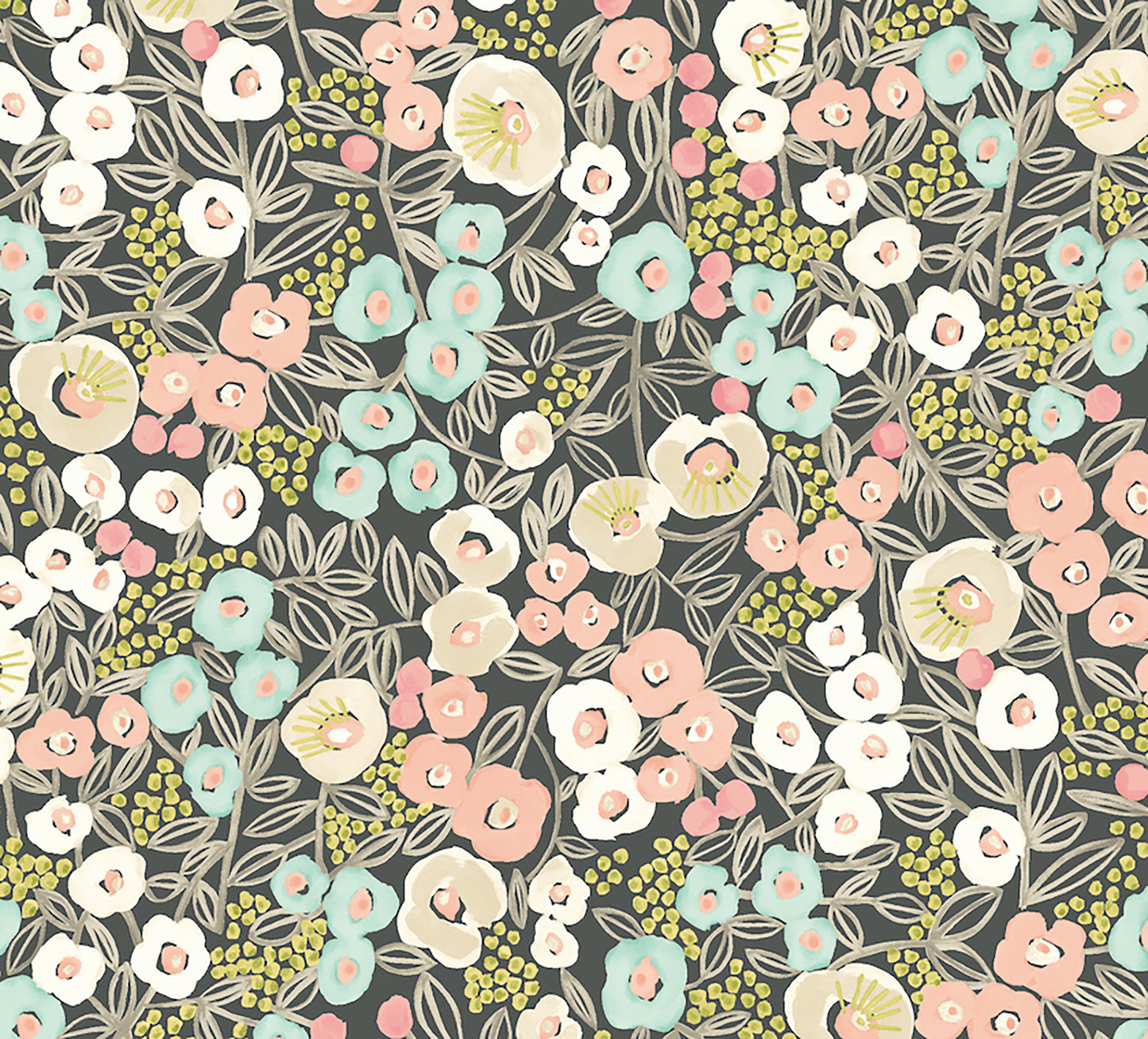 ohpopsi Flora Peach Garden Wallpaper, 19.7-in by 33-ft