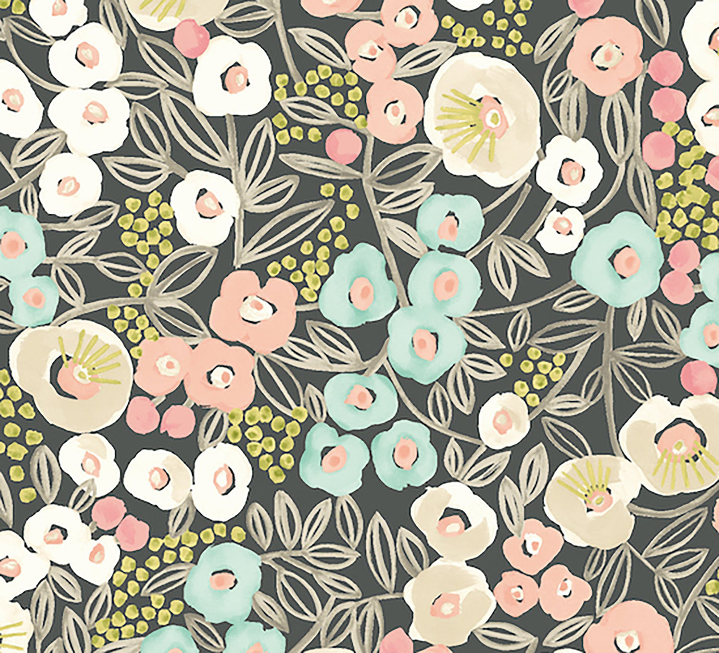 ohpopsi Flora Peach Garden Wallpaper, 19.7-in by 33-ft