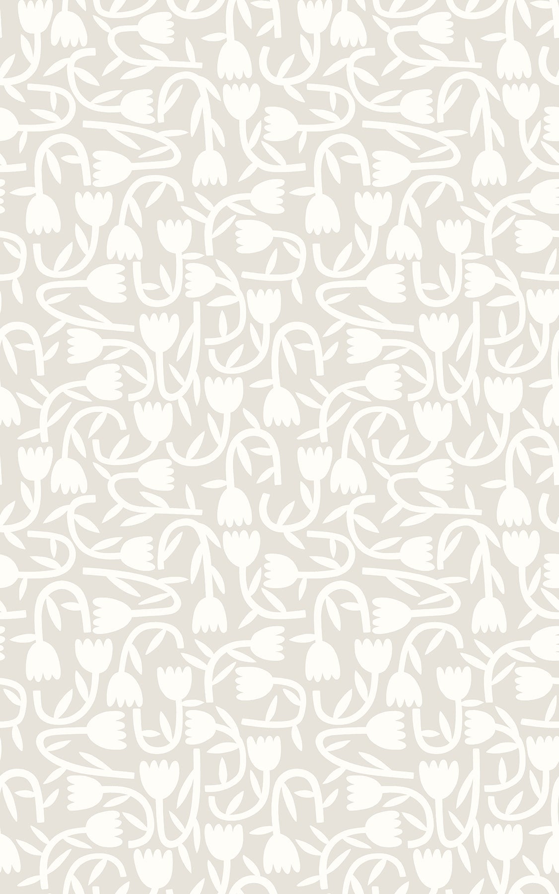 ohpopsi Aino Taupe Tiny Tulip Wallpaper, 19.7-in by 33-ft