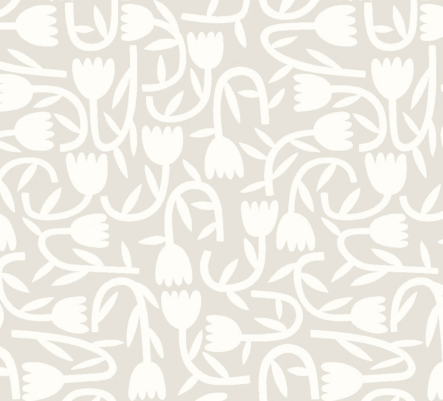 ohpopsi Aino Taupe Tiny Tulip Wallpaper, 19.7-in by 33-ft