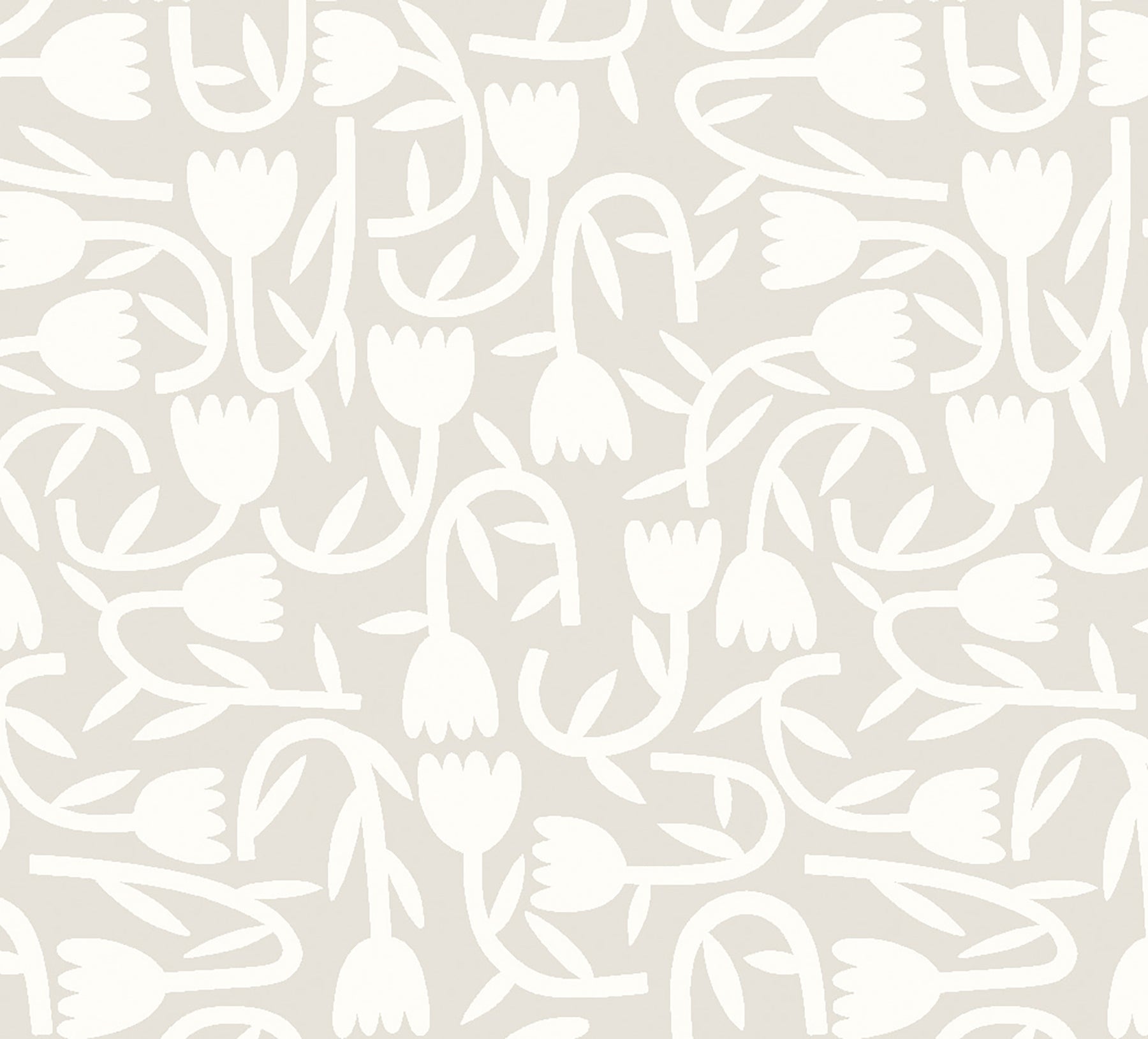 ohpopsi Aino Taupe Tiny Tulip Wallpaper, 19.7-in by 33-ft