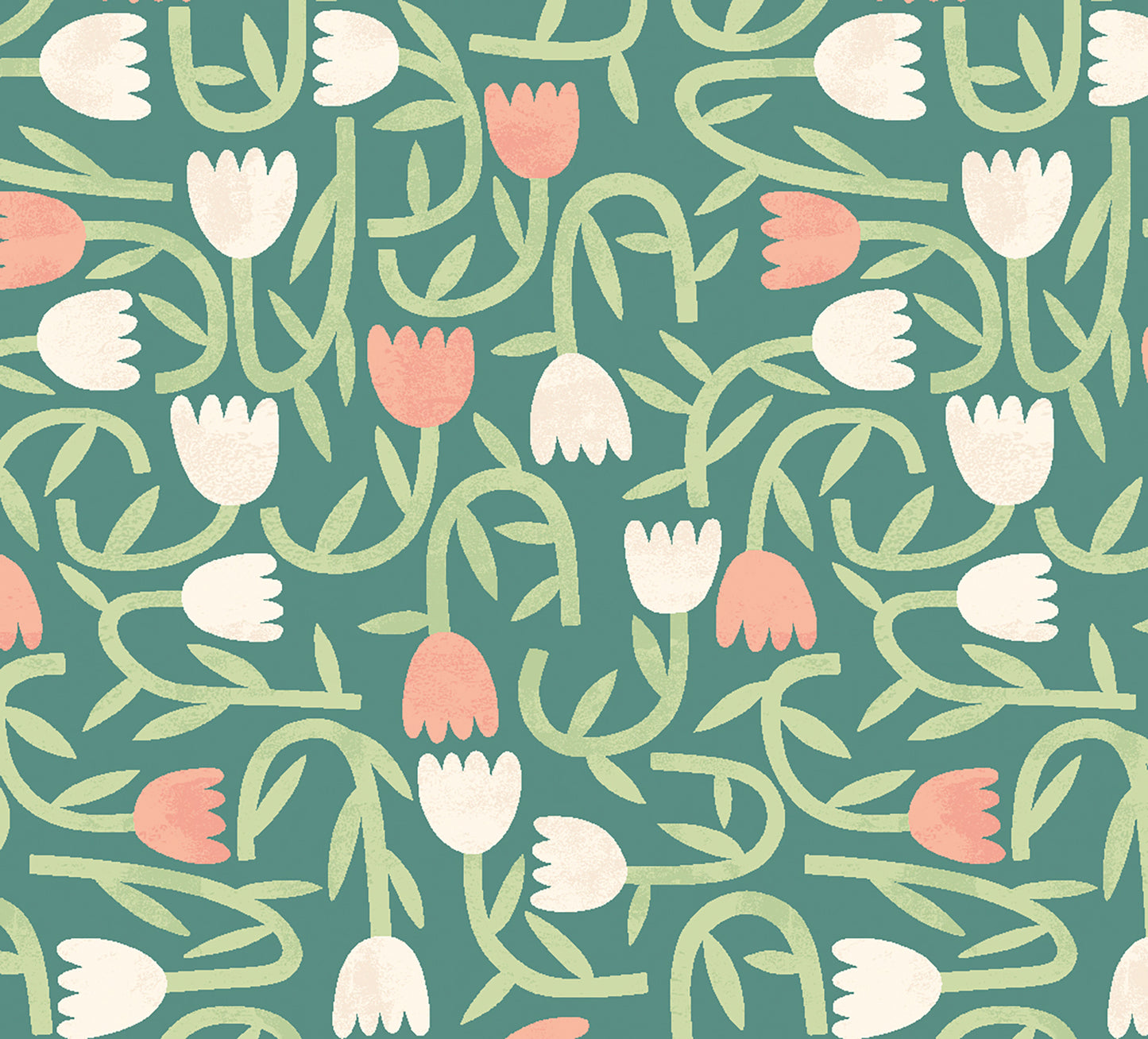 ohpopsi Aino Green Tiny Tulip Wallpaper, 19.7-in by 33-ft