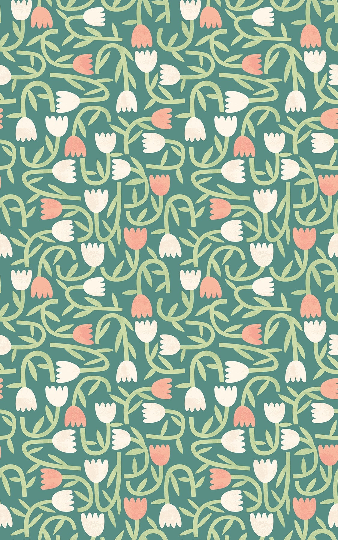 ohpopsi Aino Green Tiny Tulip Wallpaper, 19.7-in by 33-ft