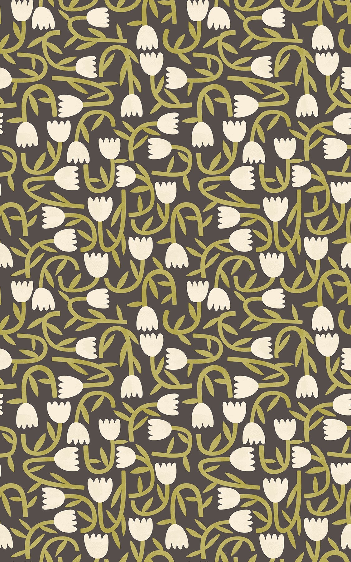 ohpopsi Aino Black Tiny Tulip Wallpaper, 19.7-in by 33-ft