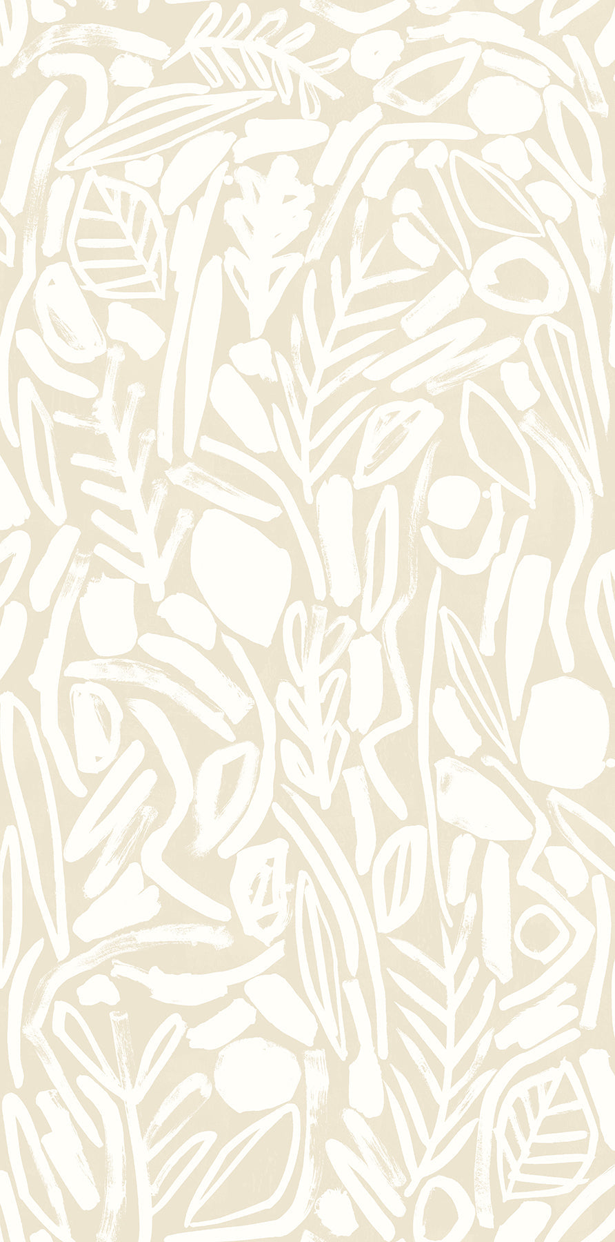 ohpopsi Verdure Neutral Painted Botanical Wallpaper, 19.7-in by 33-ft