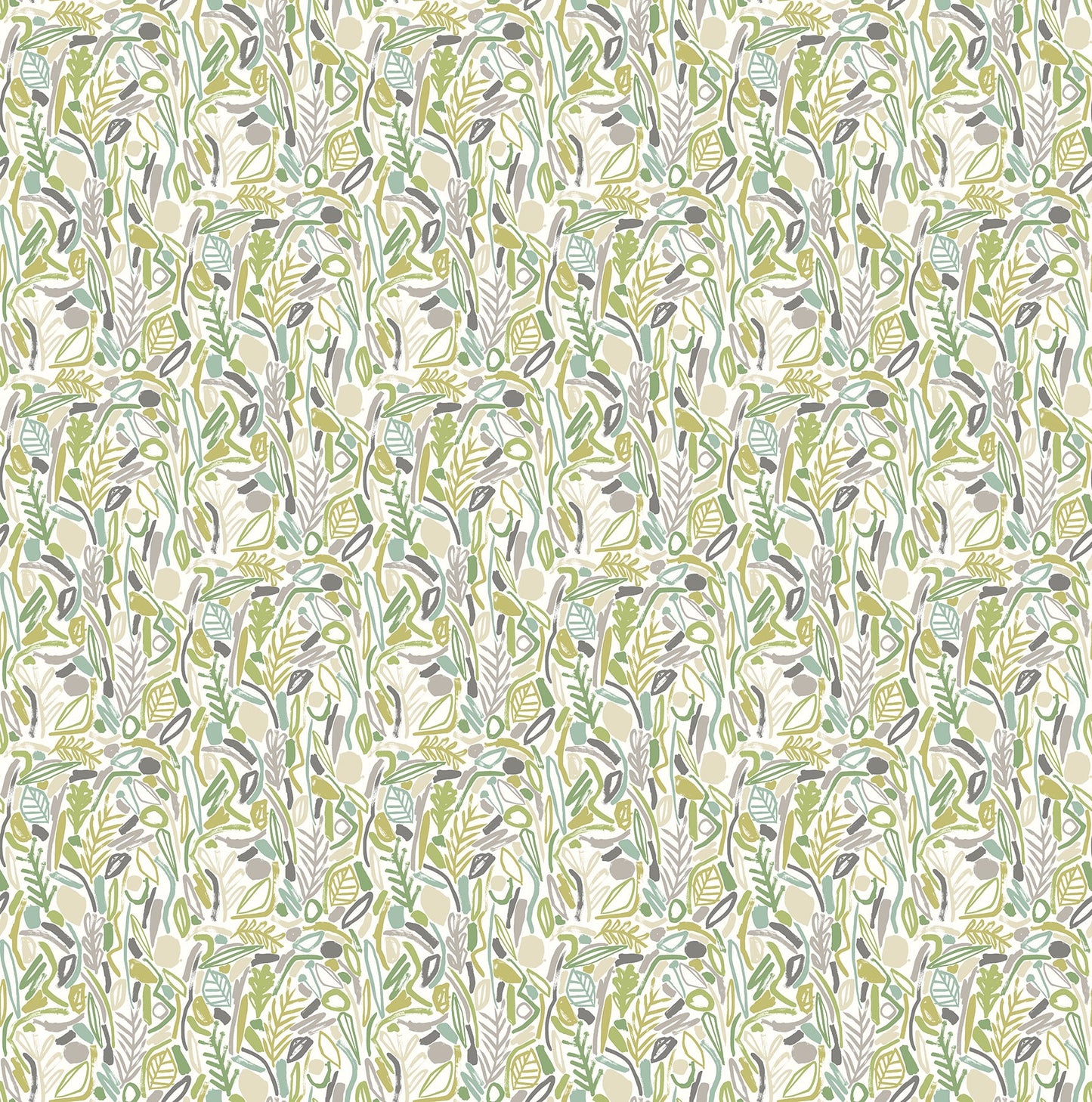 ohpopsi Verdure Lime Painted Botanical Wallpaper, 19.7-in by 33-ft