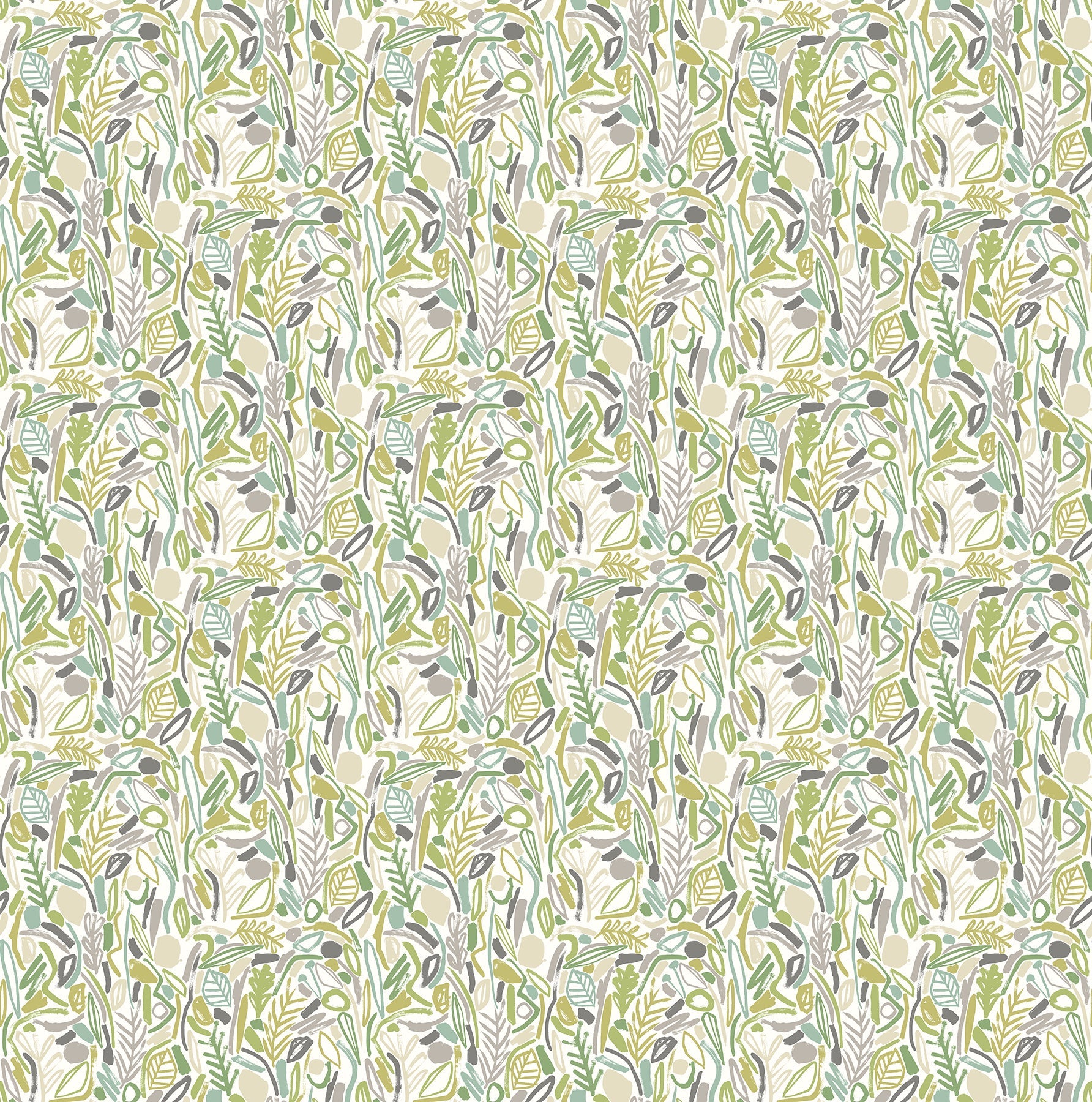 ohpopsi Verdure Lime Painted Botanical Wallpaper, 19.7-in by 33-ft