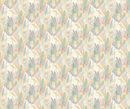 ohpopsi Glasshouse Pastel Tropical Damask Wallpaper, 19.7-in by 33-ft