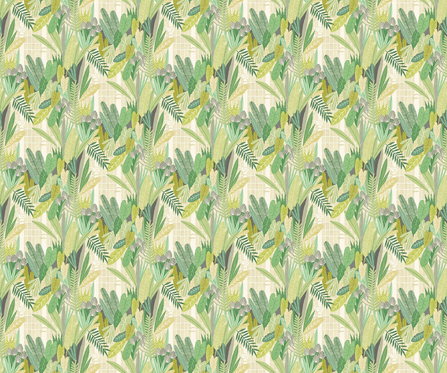 ohpopsi Glasshouse Green Tropical Damask Wallpaper, 19.7-in by 33-ft