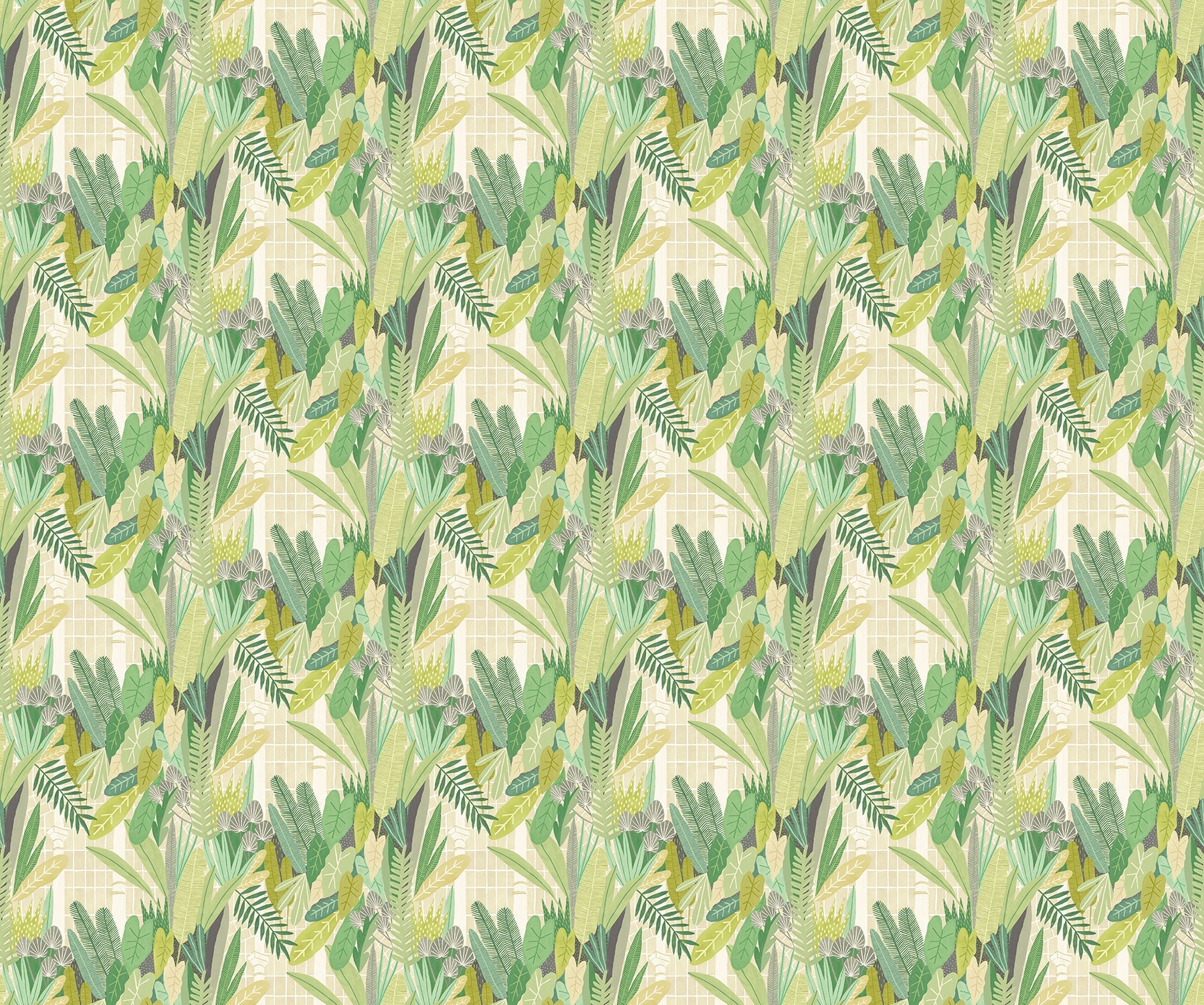 ohpopsi Glasshouse Green Tropical Damask Wallpaper, 19.7-in by 33-ft