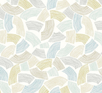 ohpopsi Elements Light Yellow Scribbled Arches Wallpaper, 19.7-in by 33-ft