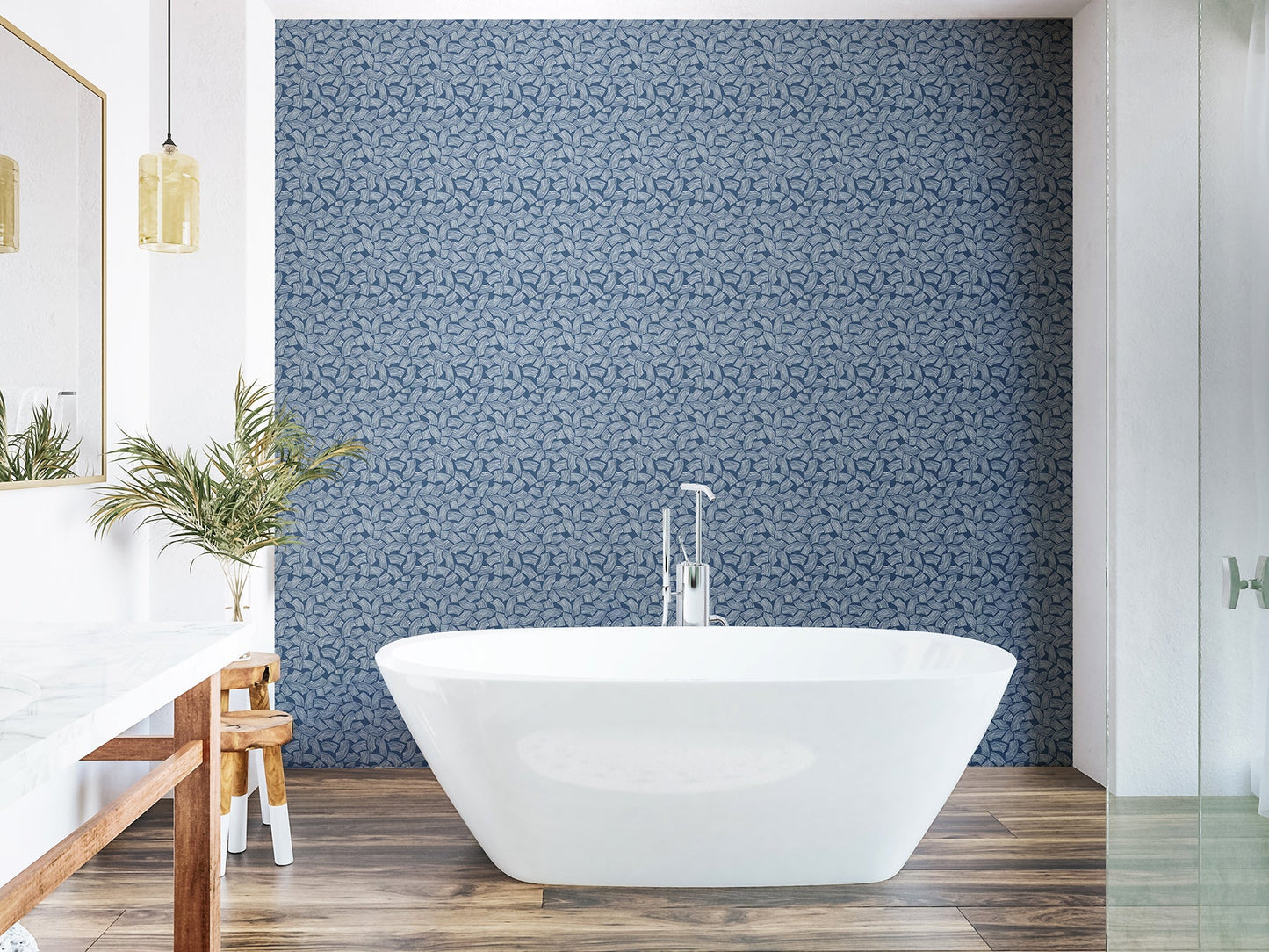 ohpopsi Elements Indigo Scribbled Arches Wallpaper, 19.7-in by 33-ft