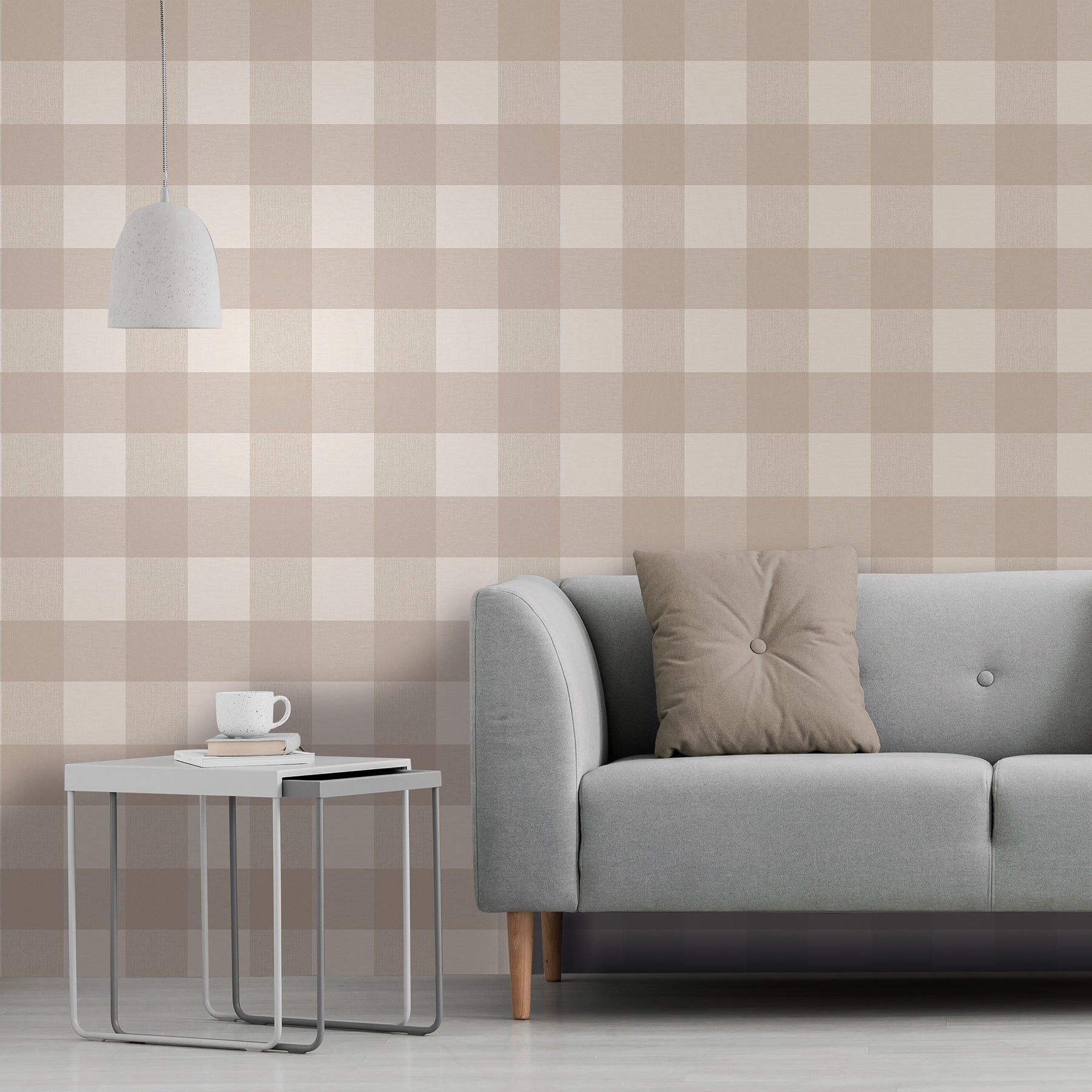 Fine Decor Ernie Neutral Plaid Wallpaper, 20.86-in by 33-ft