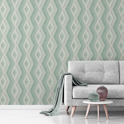 Fine Decor Aura Green Geometric Wallpaper, 20.5-in by 33-ft