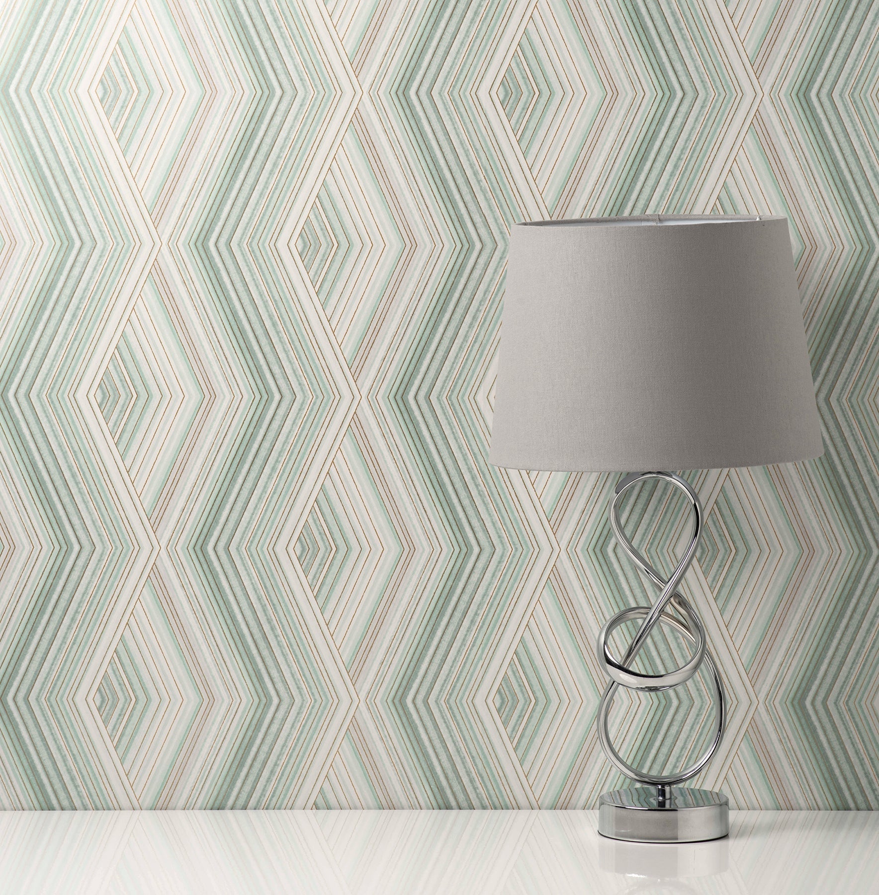 Fine Decor Aura Green Geometric Wallpaper, 20.5-in by 33-ft