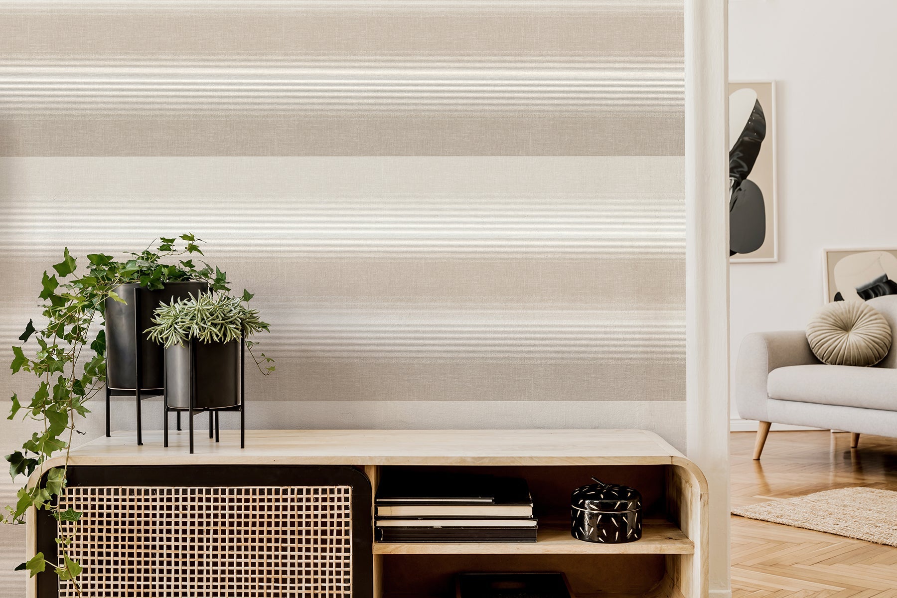 Fine Decor Kirby Taupe Stripe Wallpaper, 20.86-in by 33-ft