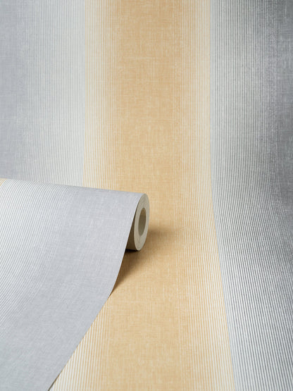 Fine Decor Kirby Mustard Stripe Wallpaper, 20.86-in by 33-ft