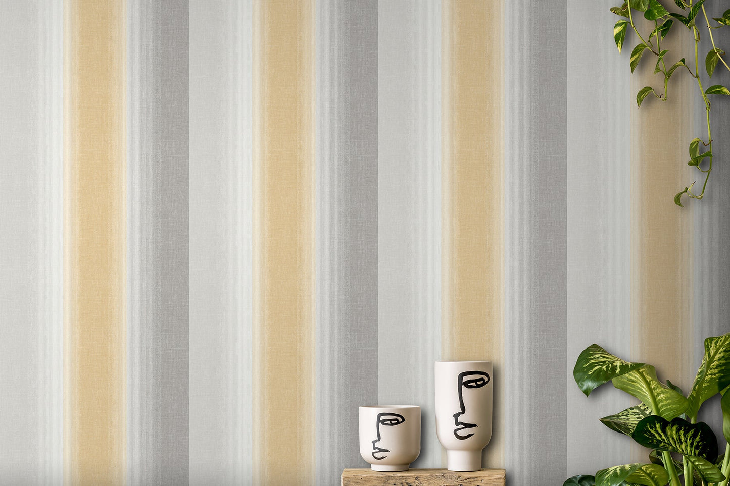 Fine Decor Kirby Mustard Stripe Wallpaper, 20.86-in by 33-ft