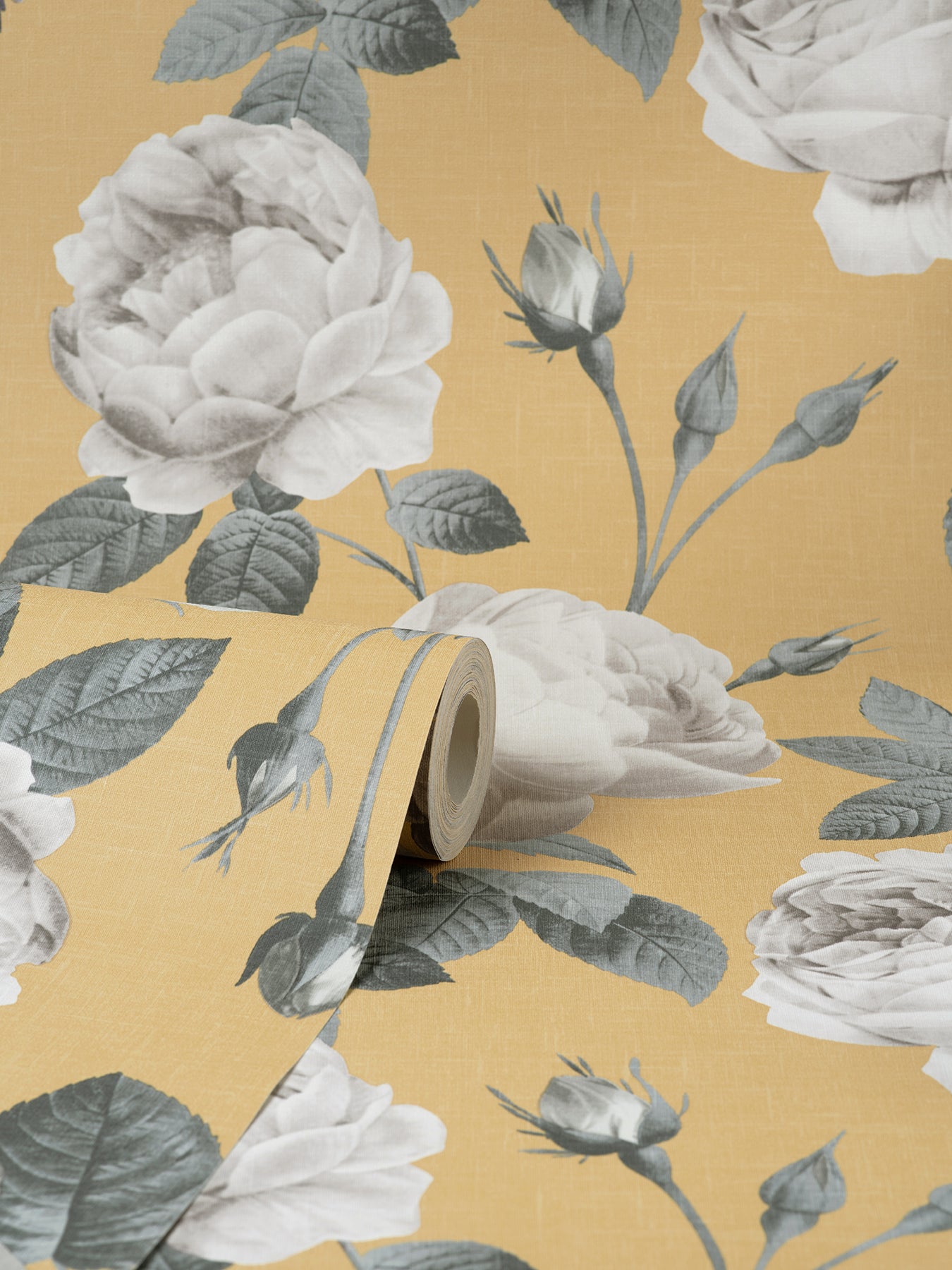 Fine Decor Eden Mustard Floral Wallpaper, 20.86-in by 33-ft