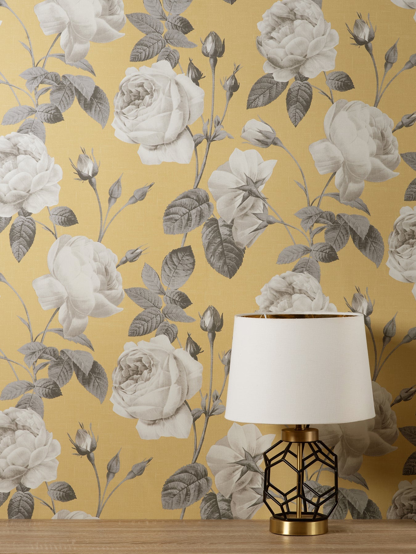 Fine Decor Eden Mustard Floral Wallpaper, 20.86-in by 33-ft