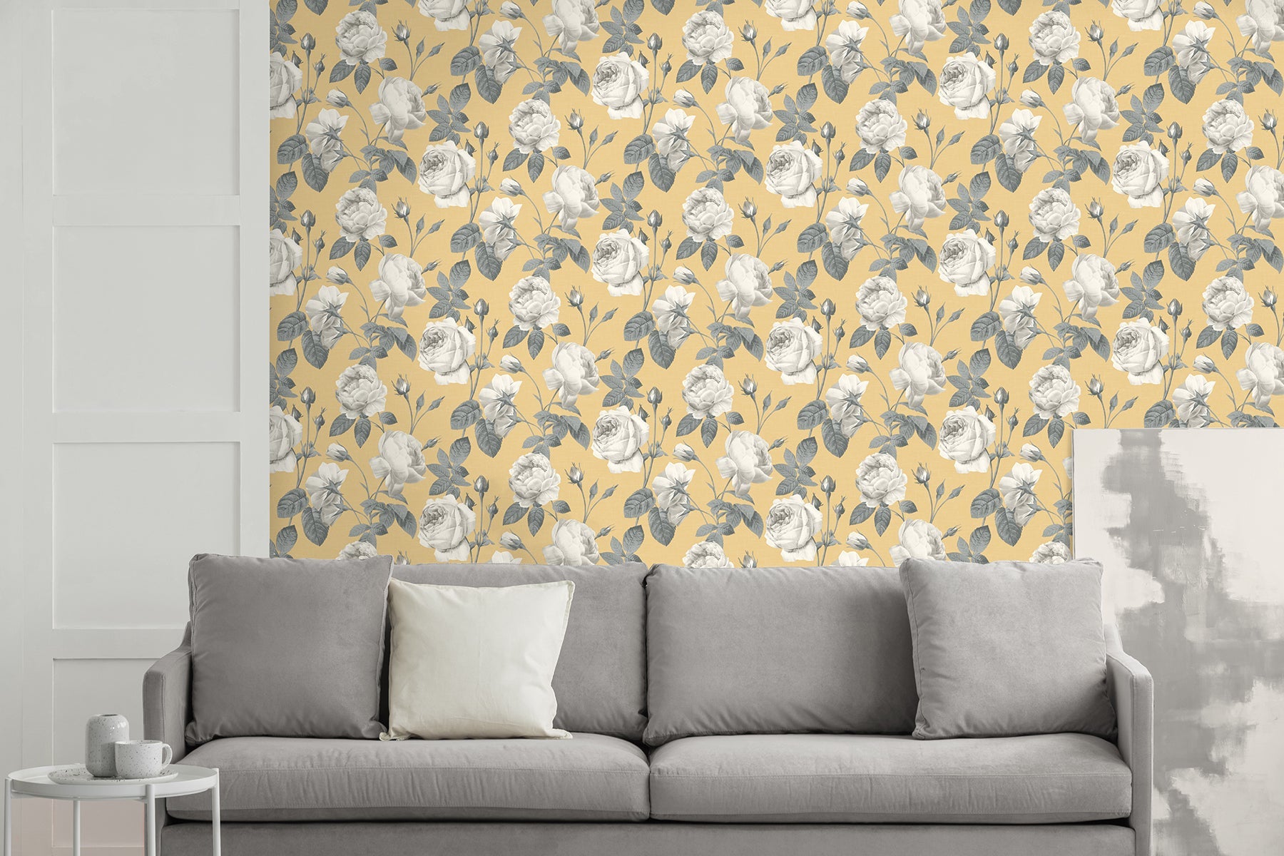 Fine Decor Eden Mustard Floral Wallpaper, 20.86-in by 33-ft