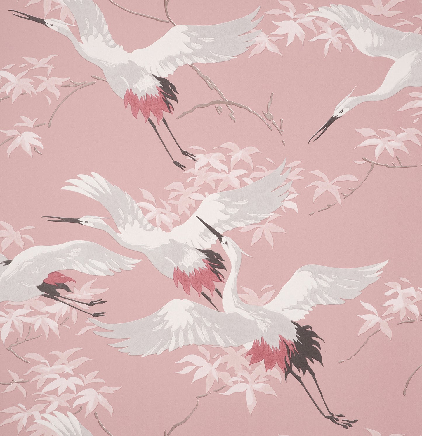 Fine Decor Saura Pink Cranes Wallpaper, 20.5-in by 33-ft